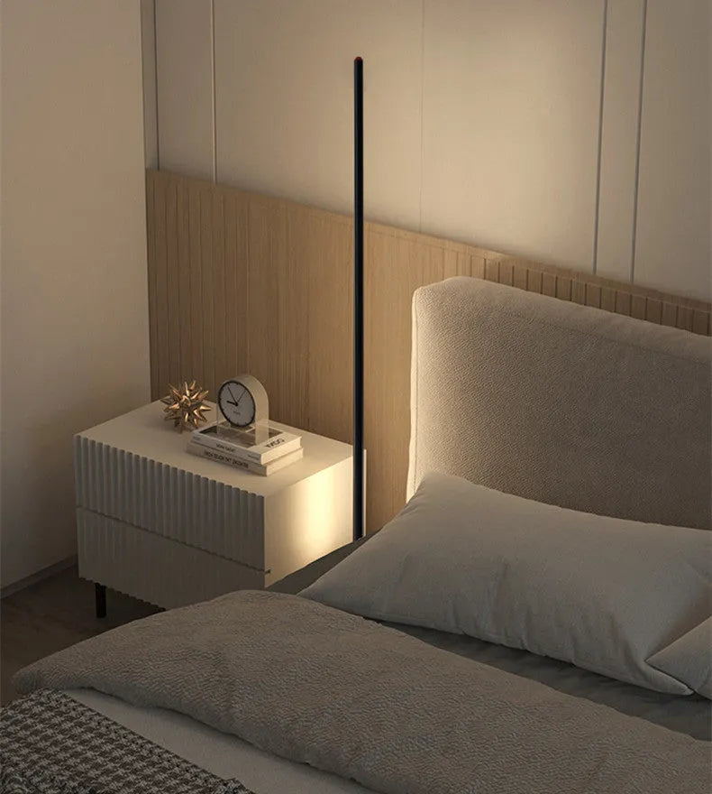 Modern simple vertical aluminum alloy floor lamp with USB plug in three height options