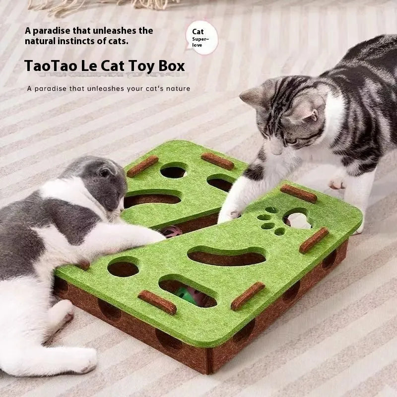 Rectangular felt cat scratching box with hole for claw maintenance in three colour options
