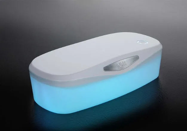 DORR UV disinfection box in white ABS plastic with dimensions 255x99x65mm showing USB port and lid