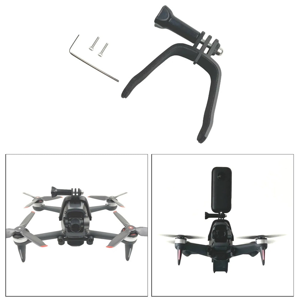 3D printed hard plastic expansion bracket with sponge lining for FPV drone panoramic camera mounting