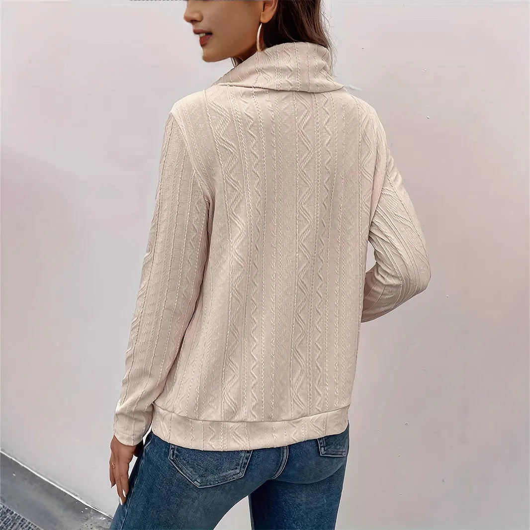 Apricot coloured men's hooded pullover sweater with long sleeves on a white background.