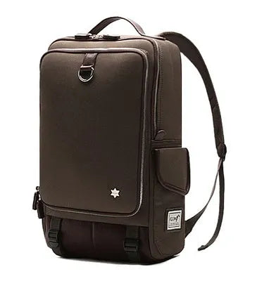 Men's large capacity backpack in Oxford cloth, shown in Army Green colour, dimensions 30cm wide by 46cm high.