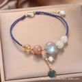 Hand-woven peace buckle bracelet with crystal and sequin details in red, green, and blue colour options for women