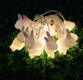 Easter plastic egg lamp string with 10 warm white LEDs, USB and battery power, manual switch