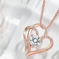 Women's heart-shaped 925 silver necklace with diamond treatment in rose gold, white gold, or yellow gold plating.