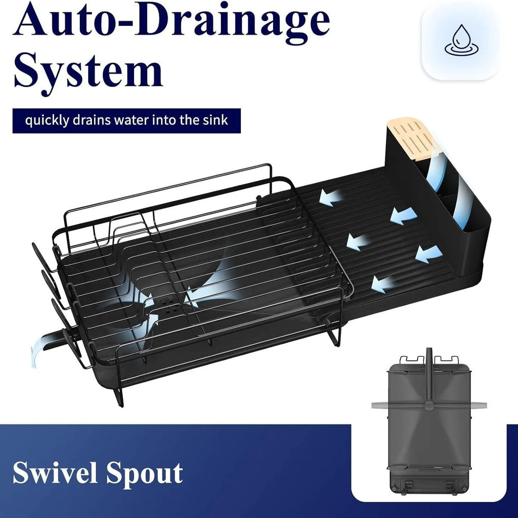 Retractable foldable carbon steel cutlery drying rack for kitchen knives and forks.