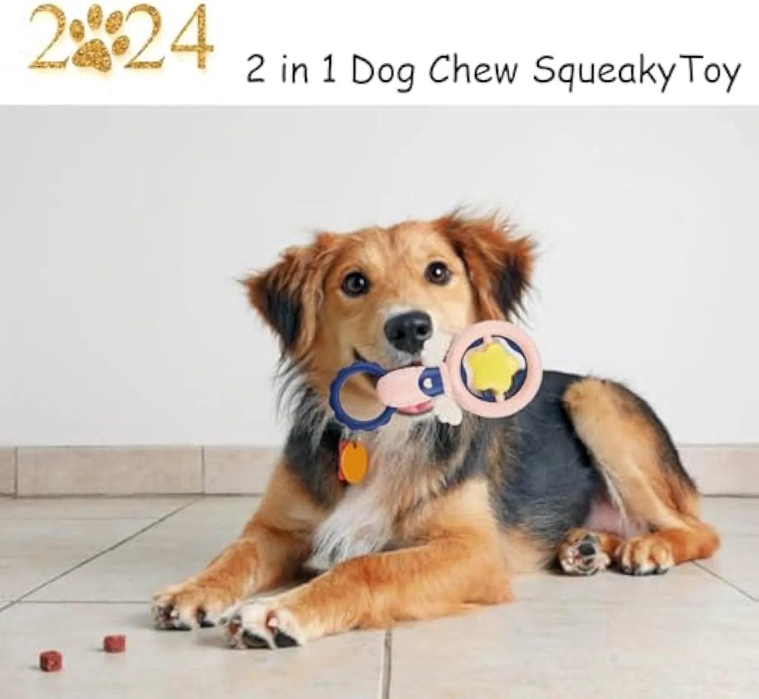 Pink interactive dog toy set with squeaky and dental toys for chewing and oral care
