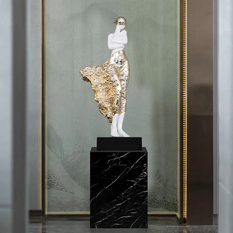 48cm tall sculptured character ornament in rose gold or silver finish with modern design