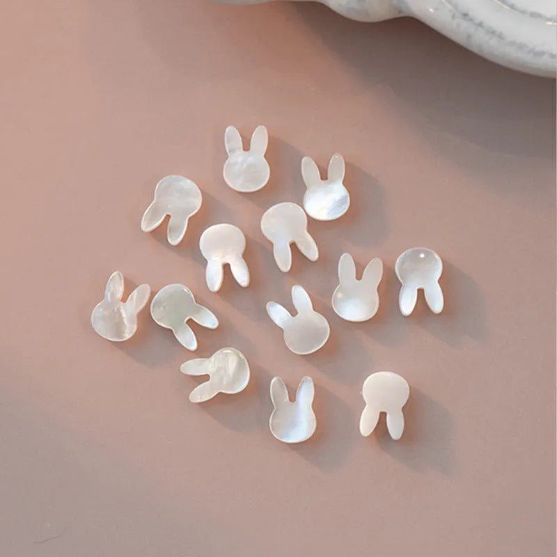 White shell rice-shaped bead pearl elastic rabbit bracelet handmade 925 silver 16cm Korean style women's jewellery