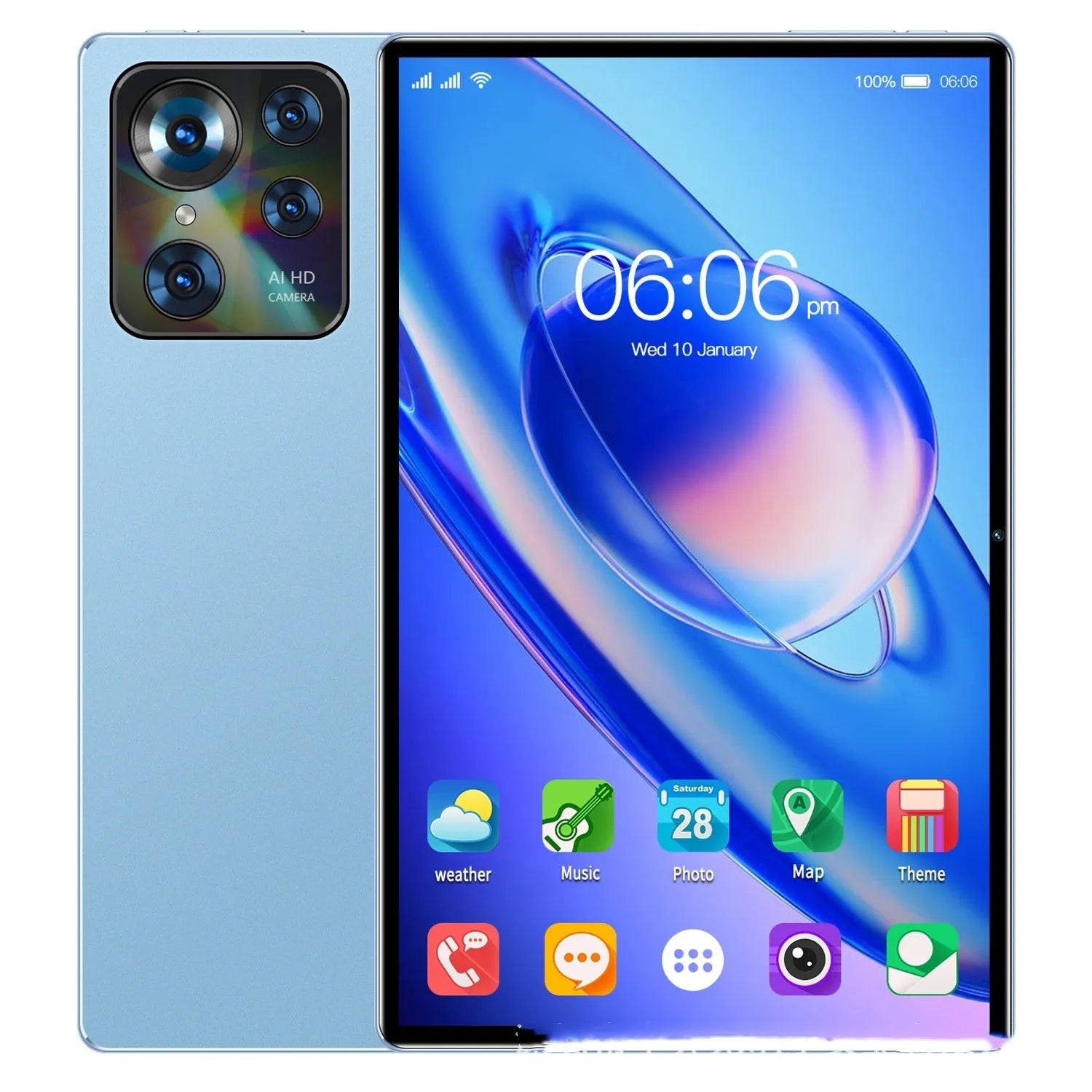 10-inch Tablet PC Smart Call Google Edition with 10.1-inch screen, available in black, blue, gold, and silver gray