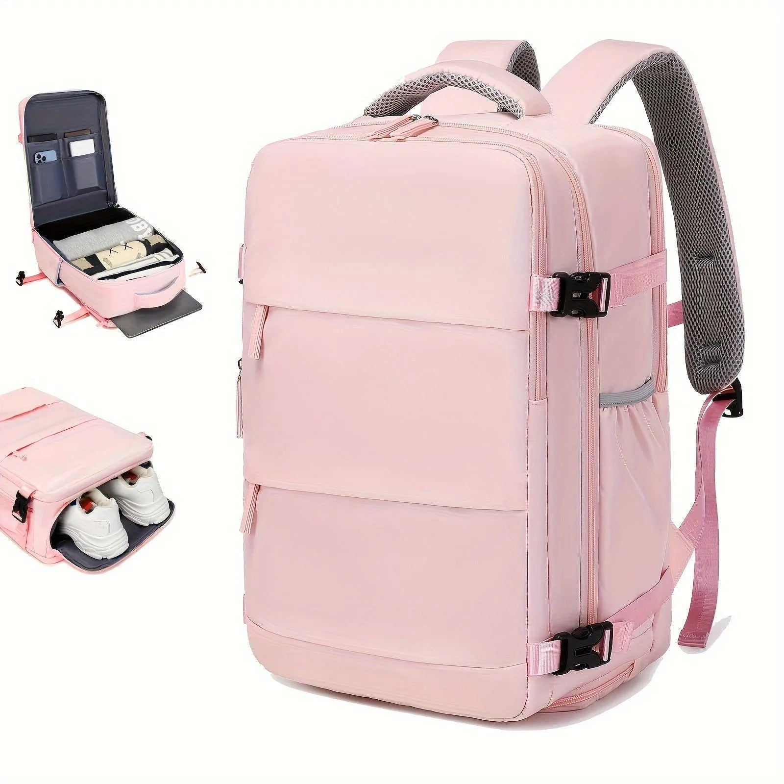 Large capacity multifunctional luggage backpack for men in black 235 simple, nylon, 20-35L capacity