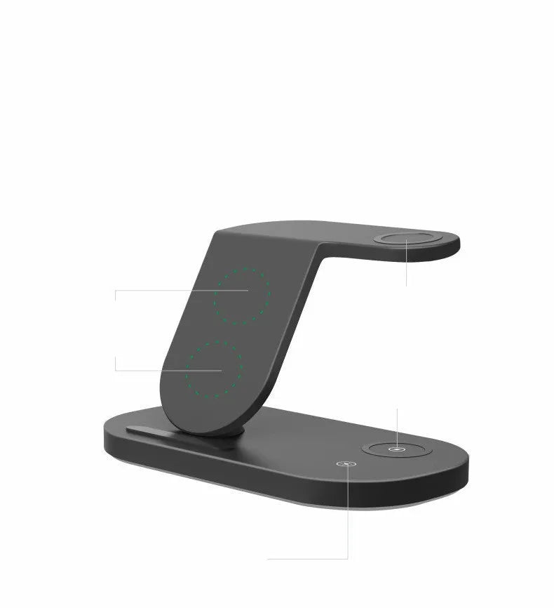 Three-in-one fast wireless charger for phone watch and headphones in ice crystal white ABS plastic