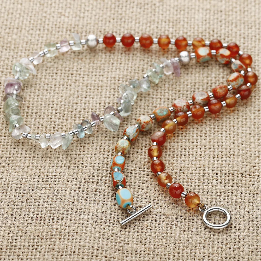 Hand-woven red agate round beads bracelet for women unisex simple style