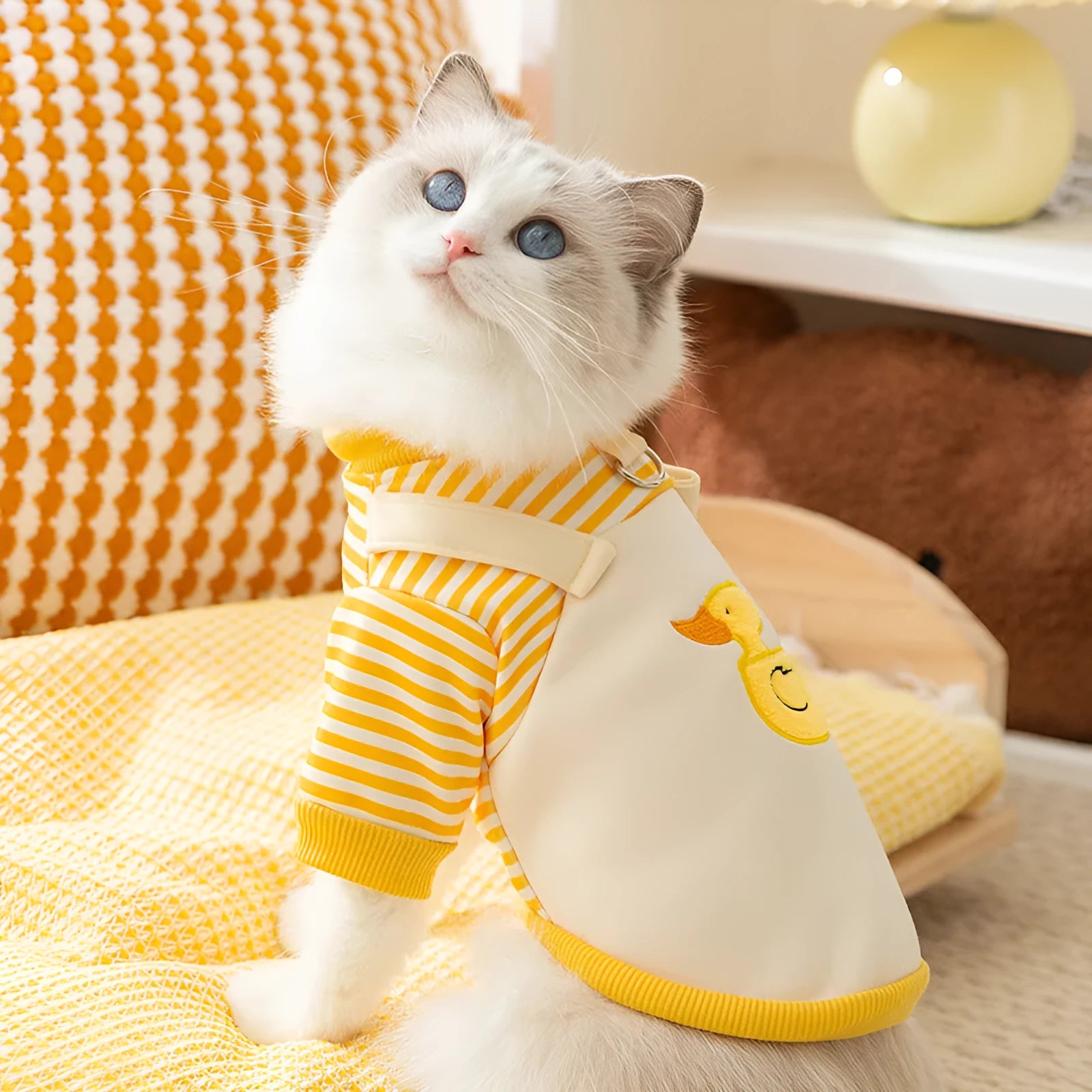 Fashion Autumn Thin Dog Pattern Sweater in yellow and white, available in sizes XS to XXL