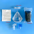 Transparent CPAP breathing mask with silicone seal and complete ventilator accessories kit