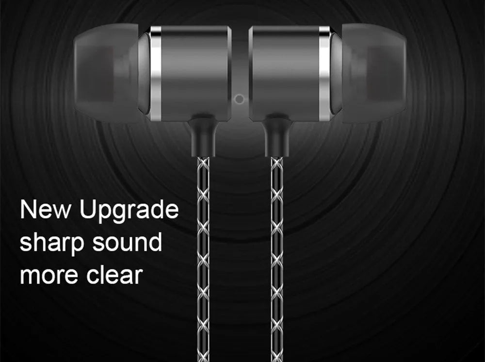 Fanbiya S1 metal wired in-ear earphones with microphone, black finish, ear hook design, 3.5mm plug