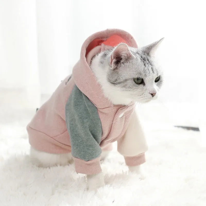 Cotton pet sweatshirt for dogs and cats available in brown, green, and pink colours