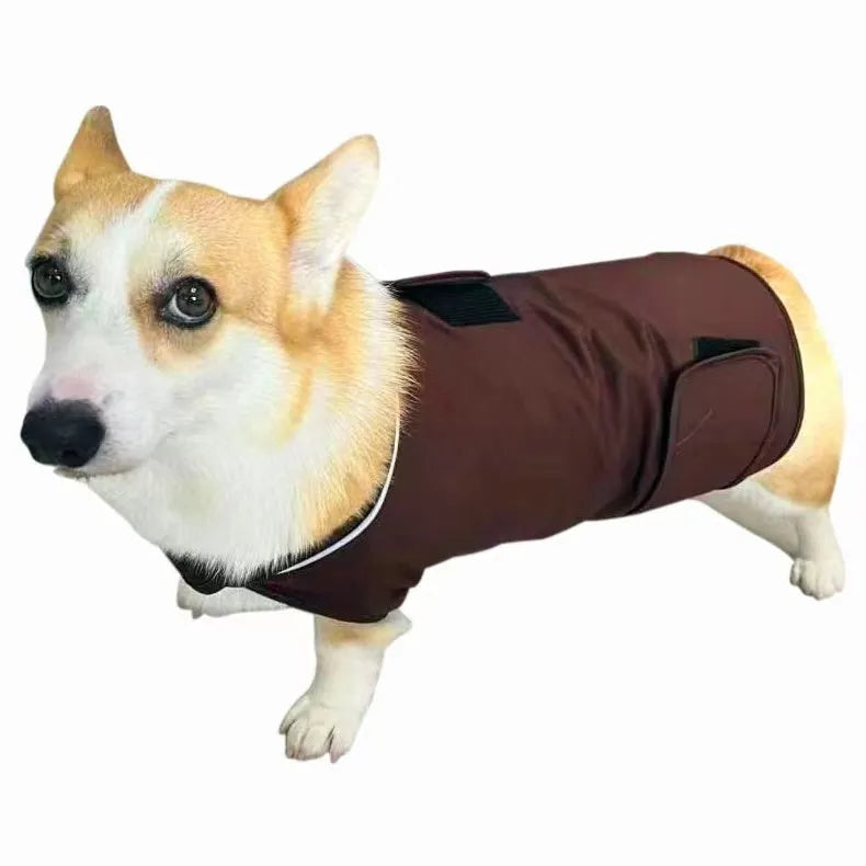 Dog wearing anxiety relief tank top in brocade cotton fabric
