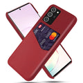 Orange cloth pattern PC-leather phone case with single card slot for Samsung, front view