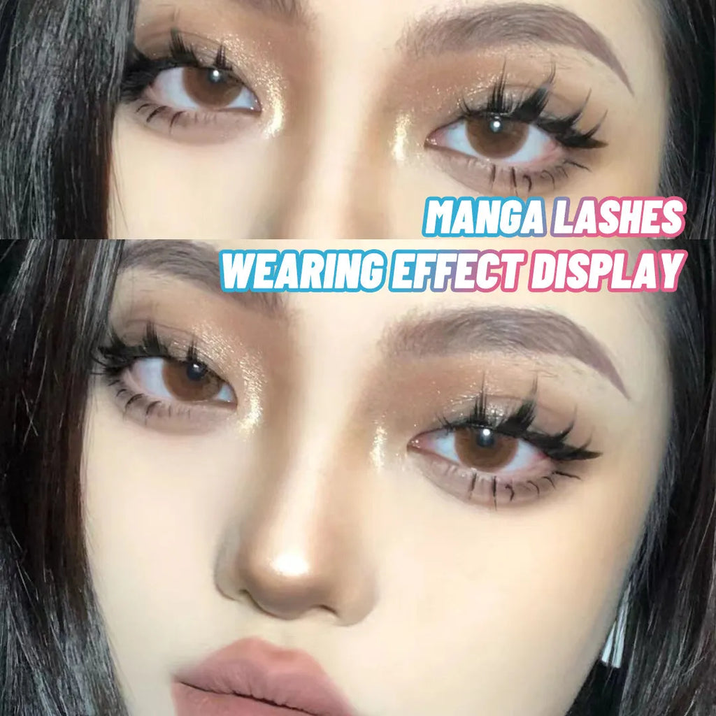 Set of 5 pairs manga false eyelashes in natural slim length styles 007 008 009 for anime cosplay