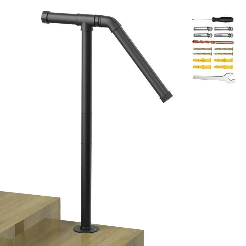 Black metal ladder support bracket for American minimalist household stairs