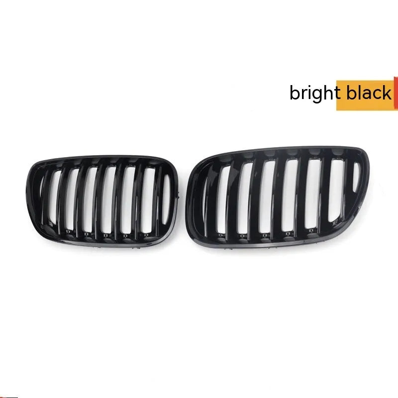 Bright black ABS medium mesh front grille set for BMW X5 E53 2000-2003, pair of two grilles