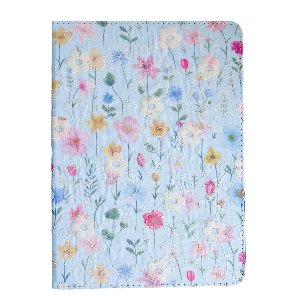 Imitation leather flip tablet case with pen slot and embossed texture, sky blue colour, for iPad Air 6