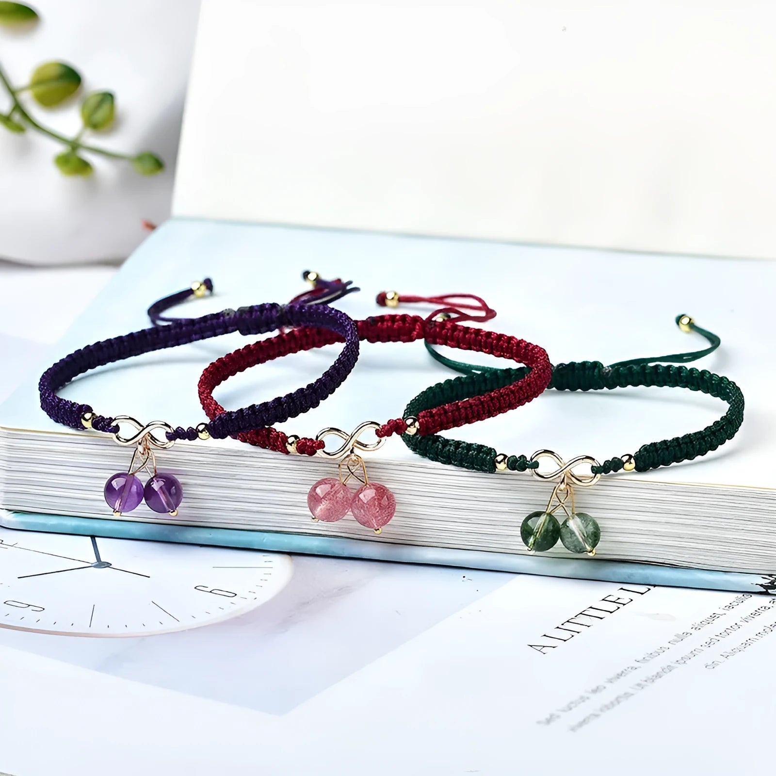 Women's Natural Strawberry Quartz crystal bracelet with fruit-shaped design and genuine materials