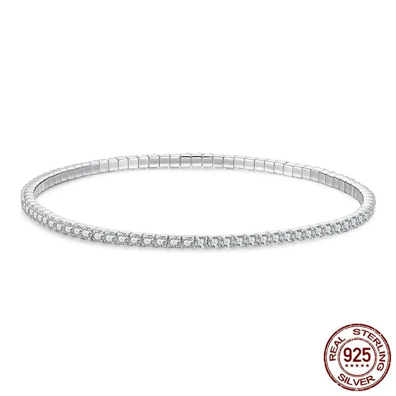 S925 sterling silver full diamond bracelet, electroplated, chain thickness 2mm or 3mm, length 16CM or 18CM, women's geometric design