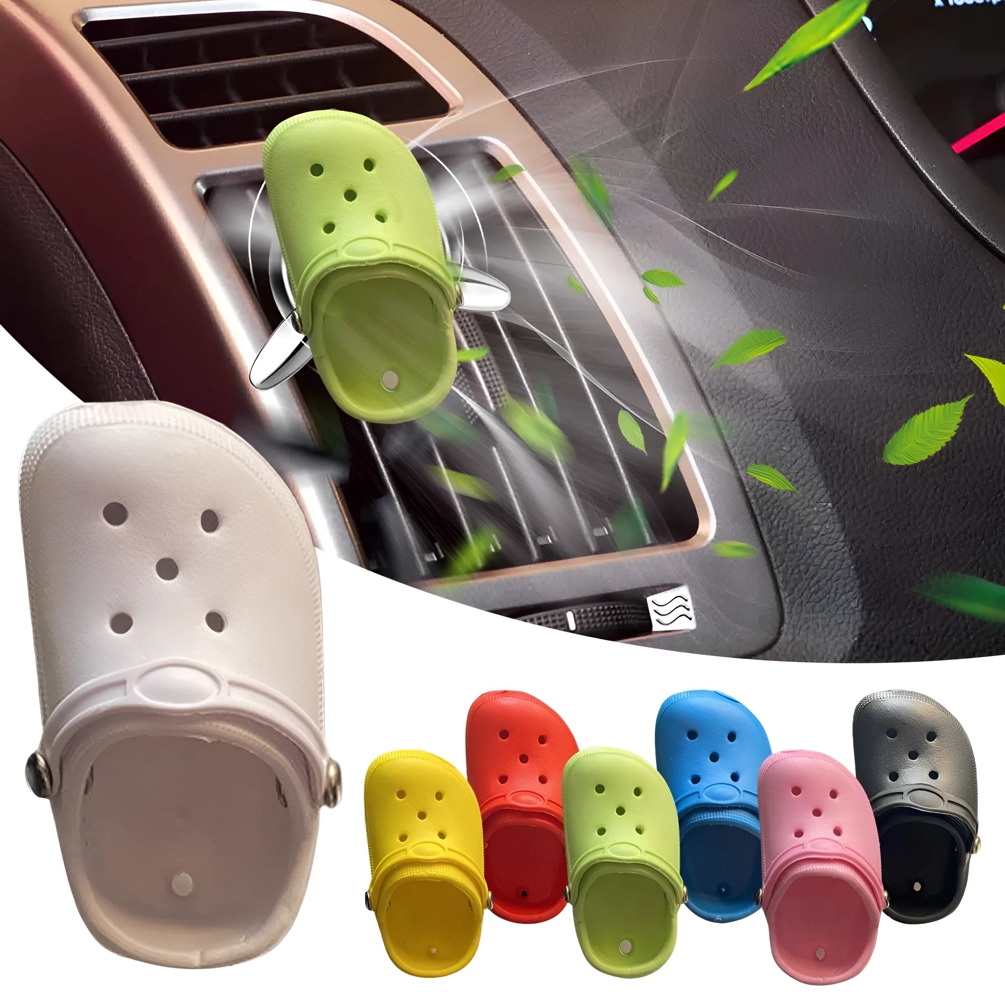 Plastic car vent aromatherapy diffuser in black, dimensions 10cm x 8cm x 4cm, weight 20g