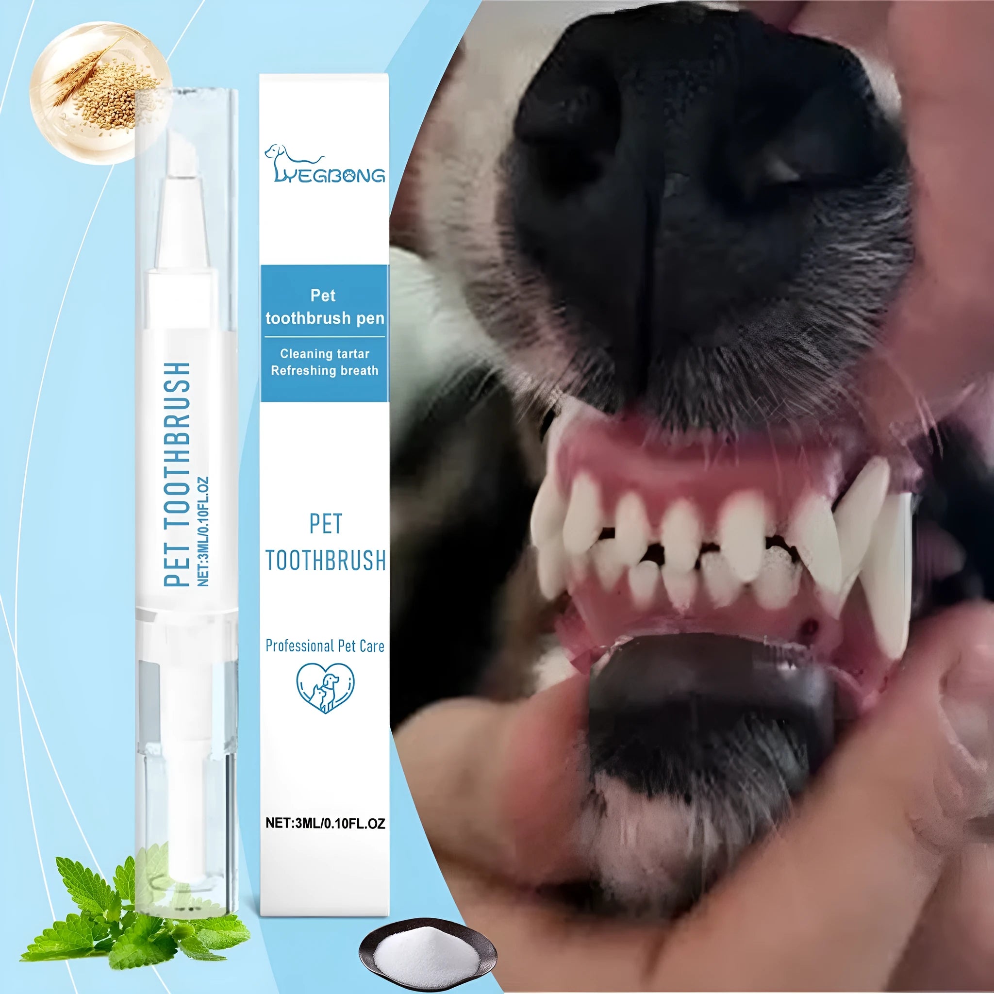 Soft Breath Care Pet Toothbrush Pen with 3ml dental gel for dogs and cats