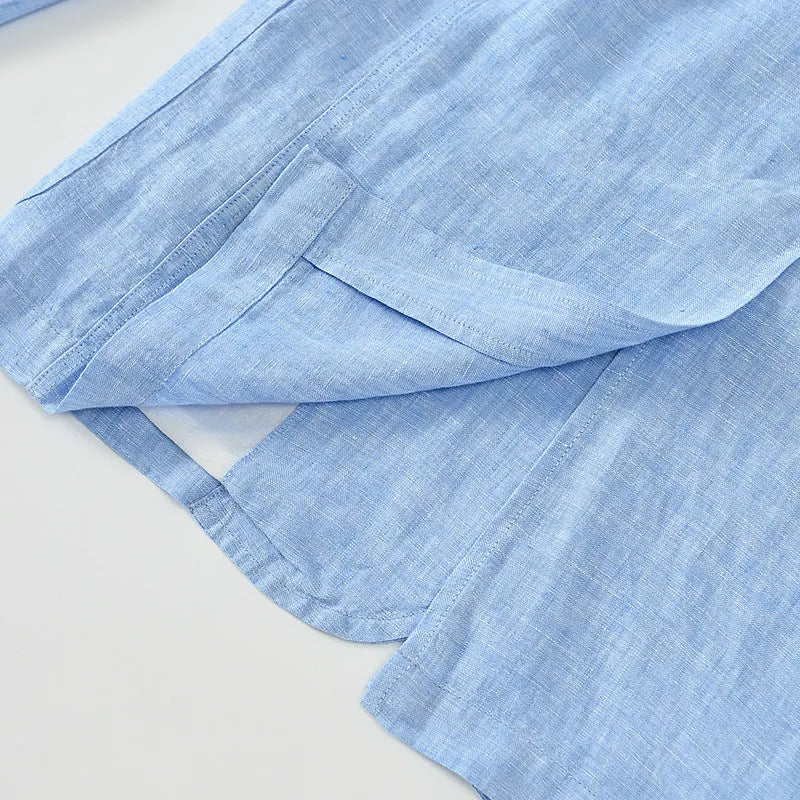 Men's linen solid colour thin suit coat with size stick pocket in white black light blue dark blue linen S-3XL