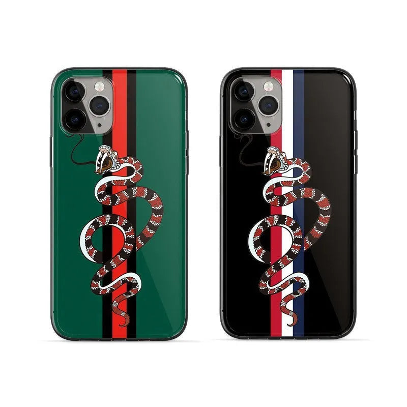 Frosted soft silicone TPU phone case with UV-printed snake cartoon design for iPhone