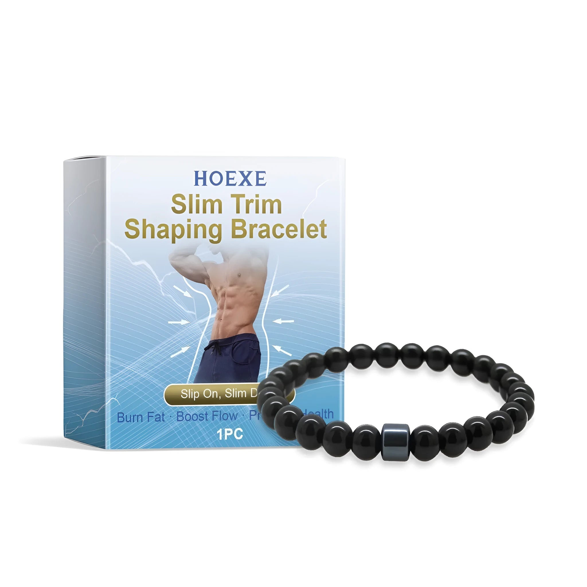 Men's glass and black gallstone body shaping wristband for wellness support