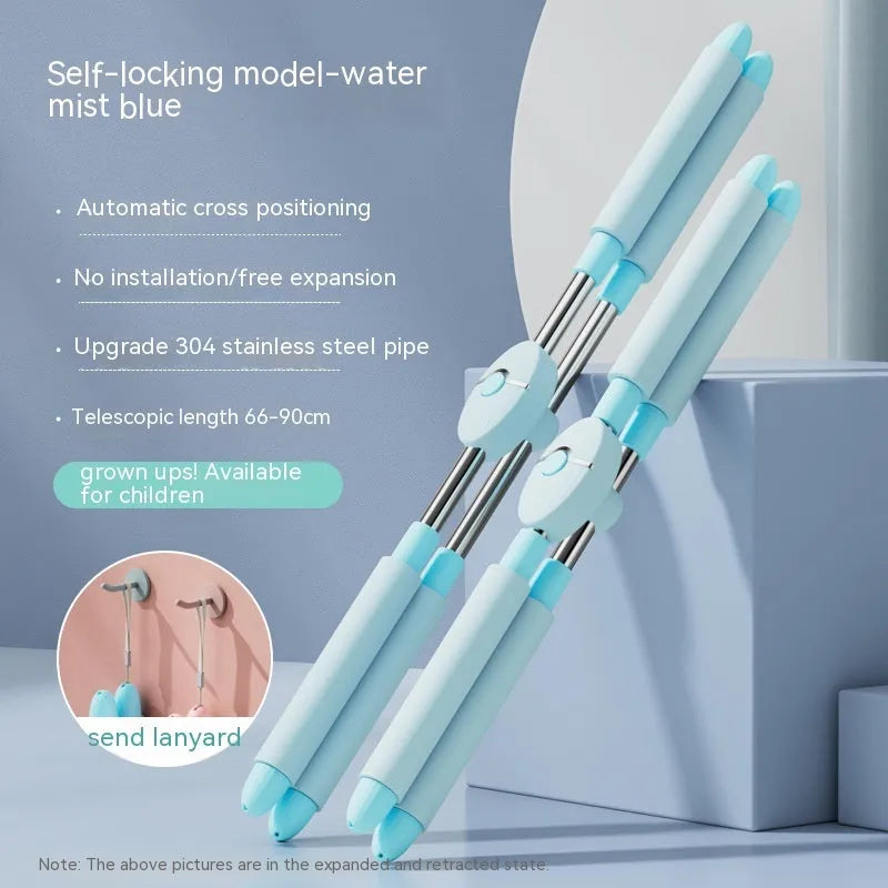 Blue children's adjustable open back stick for yoga and posture exercises