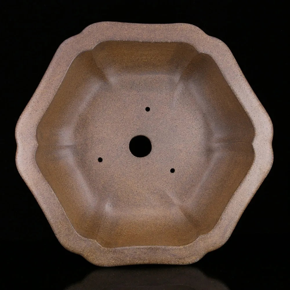 Handmade purple sand plant basin in large hexagonal or Begonia style for breathable plant cultivation