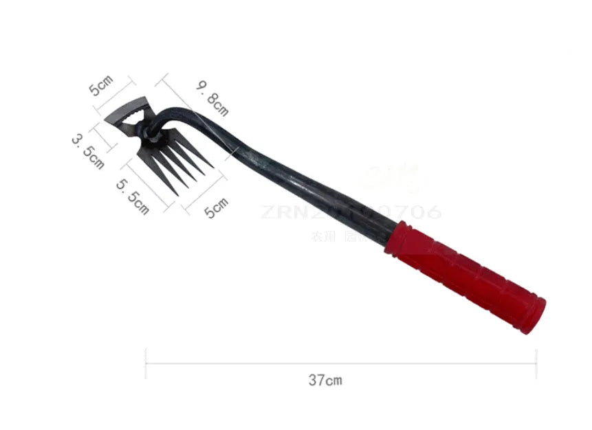 Multi-function gardening hoe rake with alloy steel dual-purpose head for digging wild vegetables and weeding home gardens