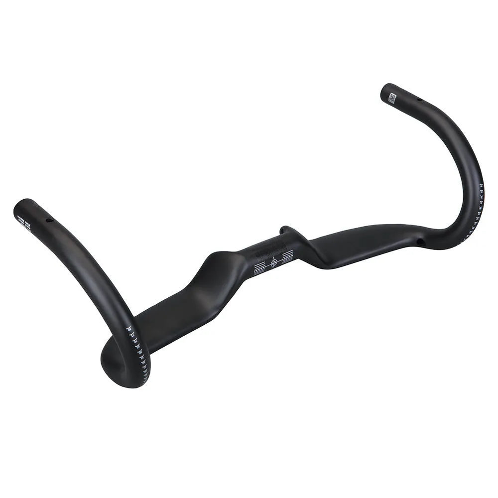Black carbon fibre large angle bent motorcycle handlebar with 31.8mm clamp and 125mm rise