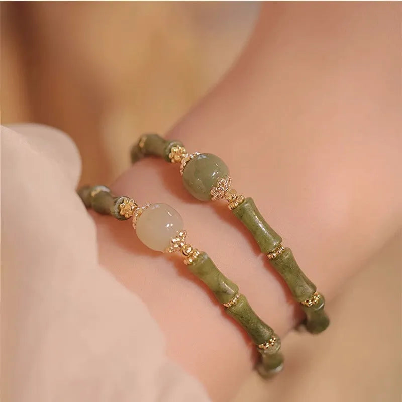Hetian jade round bracelet for women, dark green colour, simple geometric style