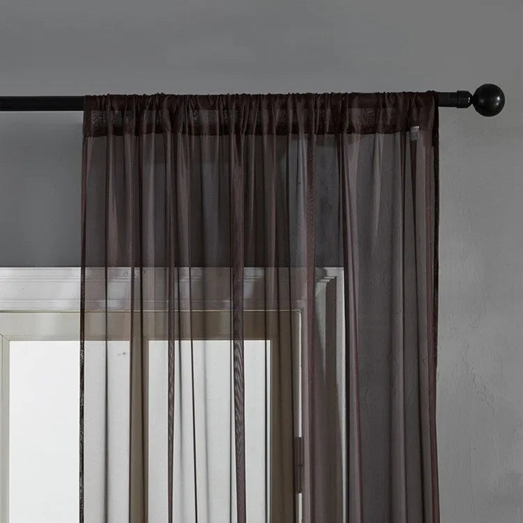 Modern simple black cotton linen window screen curtain 150x250cm with light transmission and washable fabric