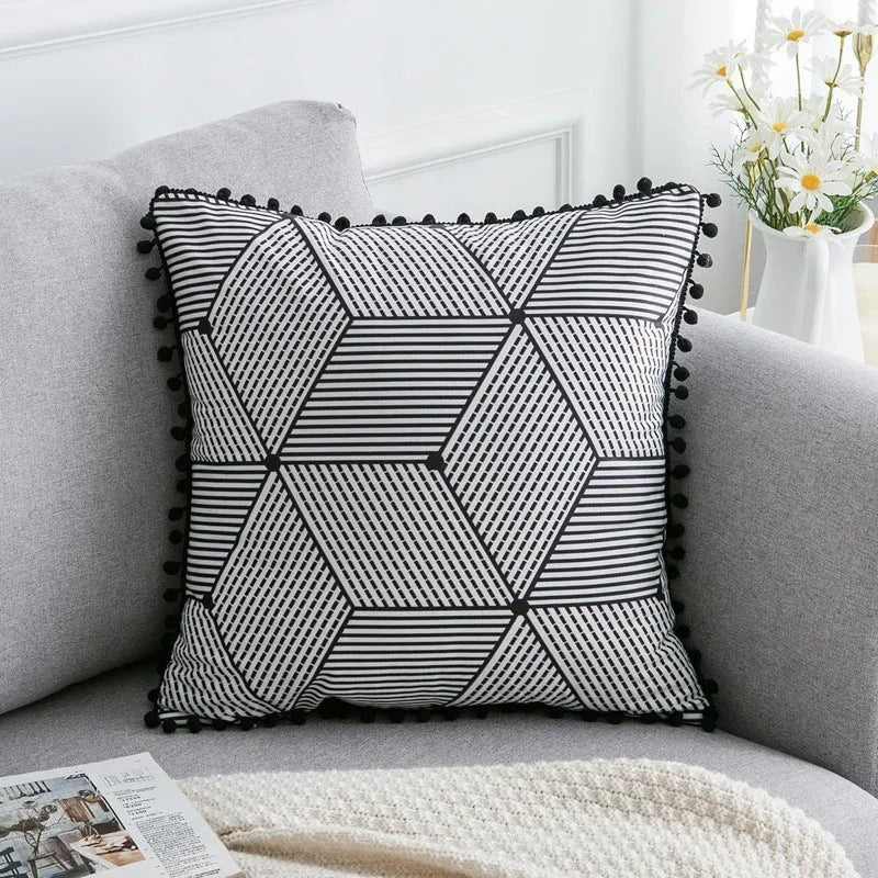 Bohemian national throw pillow pillowcase in light gray, 30x50cm, polyester fibre, for living room decor