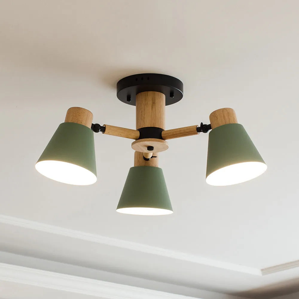 Nordic ironwood macaron ceiling lamp cluster in chosen colour and head count