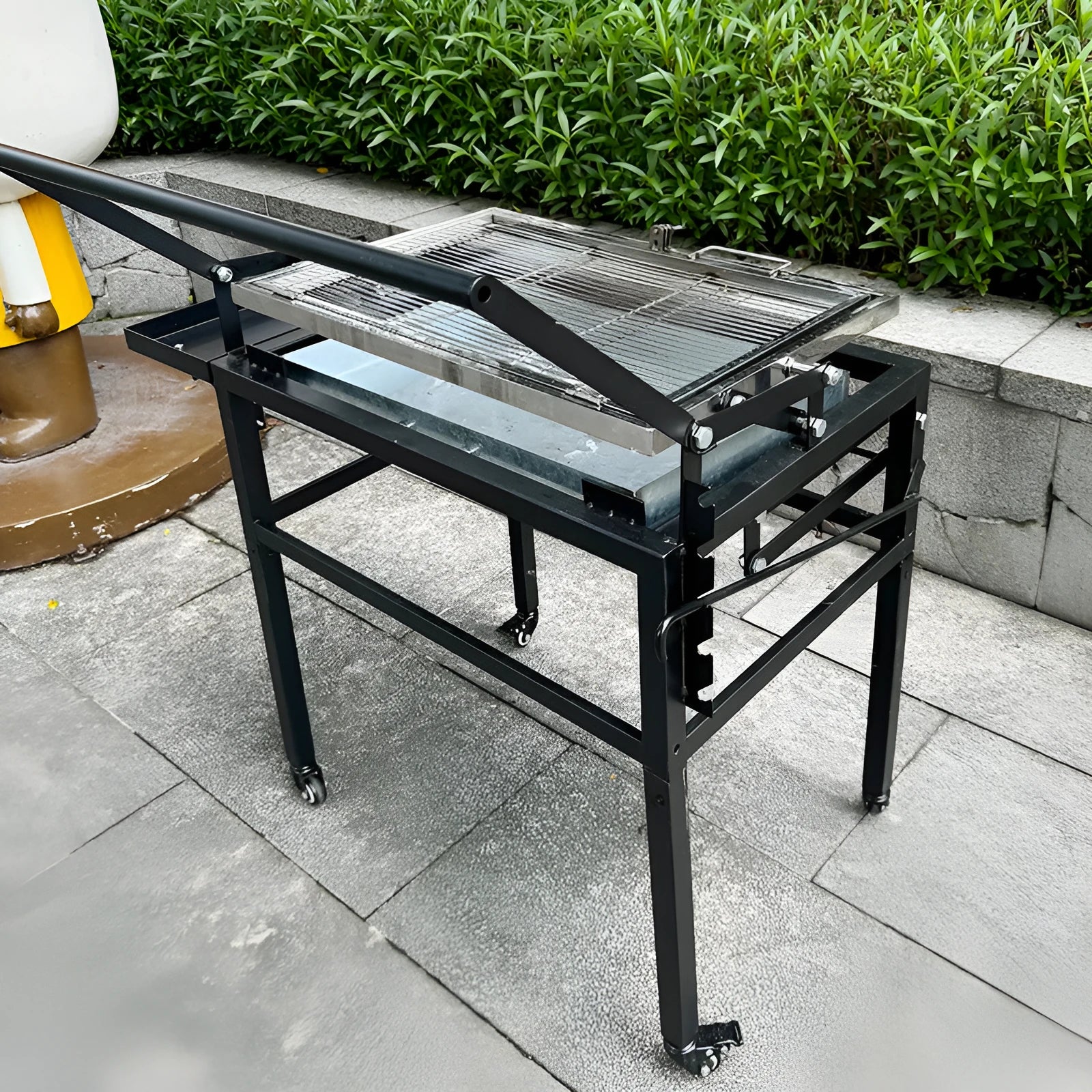 Large foldable charcoal barbecue stove with detachable components for courtyard cooking