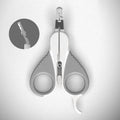 Grey cat nail clippers with safety guard and angled stainless steel blade