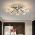 New Nordic Star fan lamp with crystal and iron, remote control, ceiling light for 10-15 square metre rooms