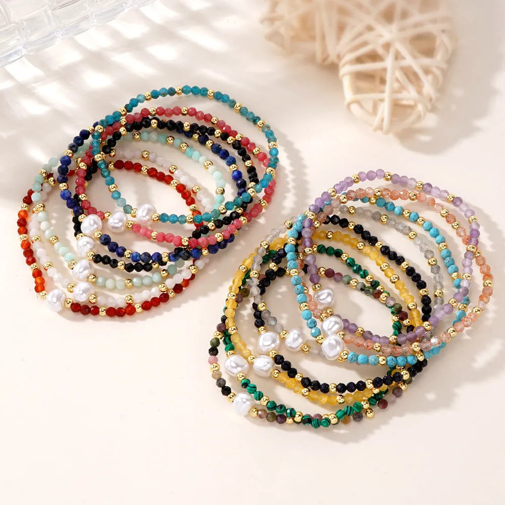 Natural stone unisex bracelet with geometric ellipse design, light luxury style, multiple colour options