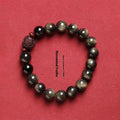 Unisex Golden Obsidian bracelet with 10mm round hand-woven beads in retro national style