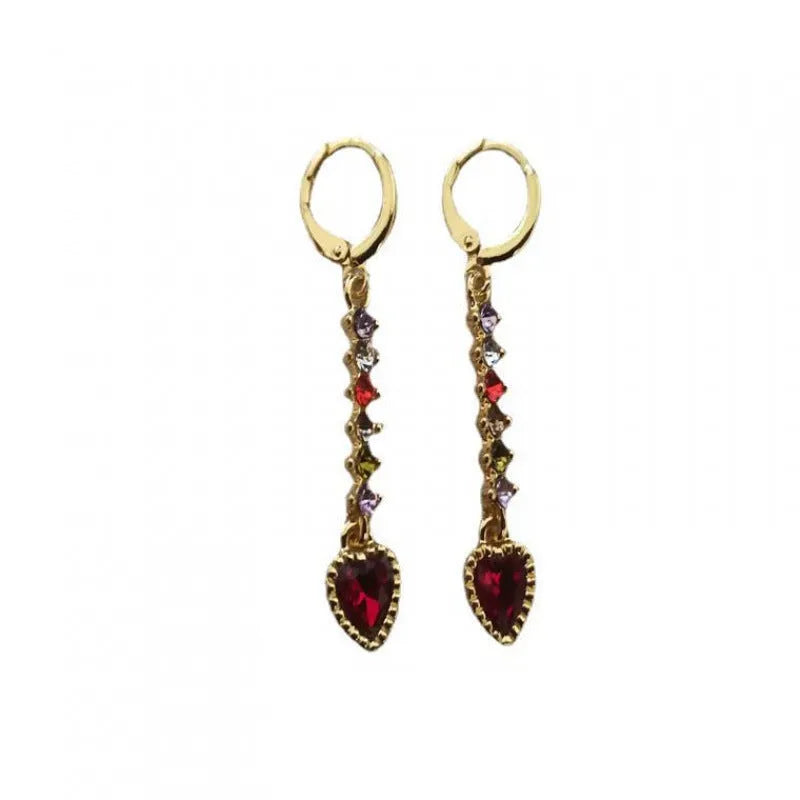 Pair of women's heart-shaped alloy earrings with electroplated gold or silver finish