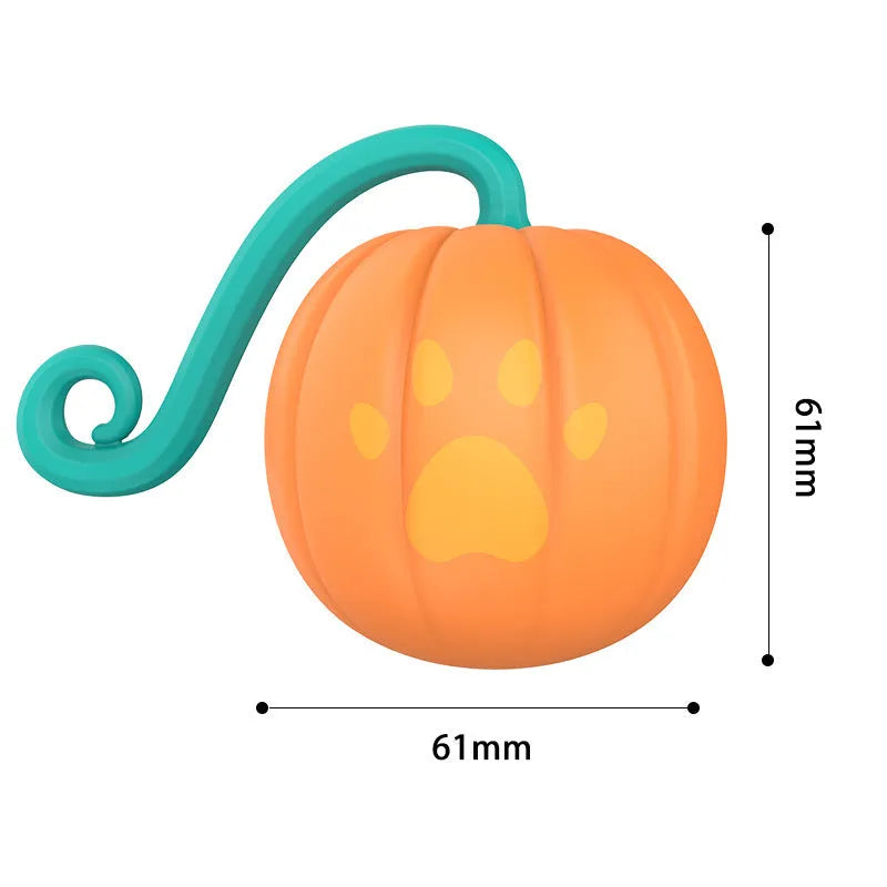 Electric cat toy luminous ball in plastic, available in watermelon and pumpkin colour options for interactive feline play