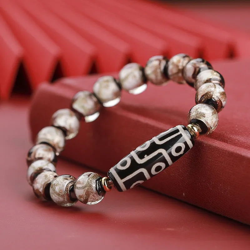 Chinese style bracelet with colourful coloured glaze lucky beads in 10mm 12mm 14mm sizes